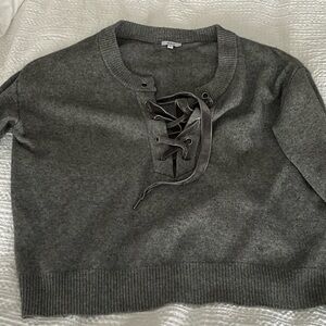 Rails Charcoal Lace-Up Sweater
